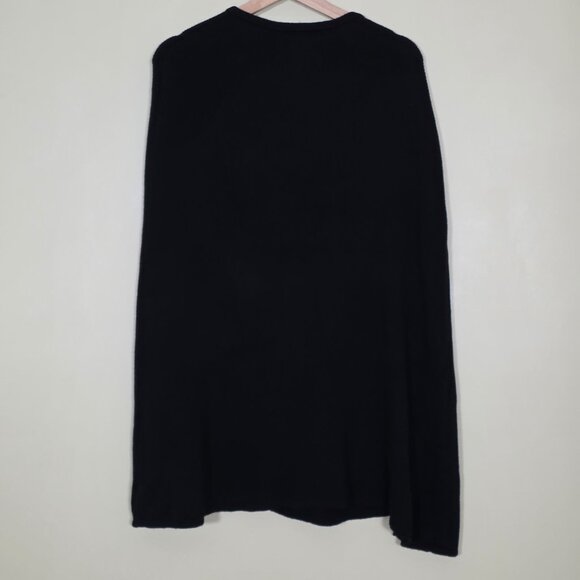 Banana Republic Merino Wool Cape XS Black Buttons Oversized Slouchy Goth Witchy - Picture 13 of 13
